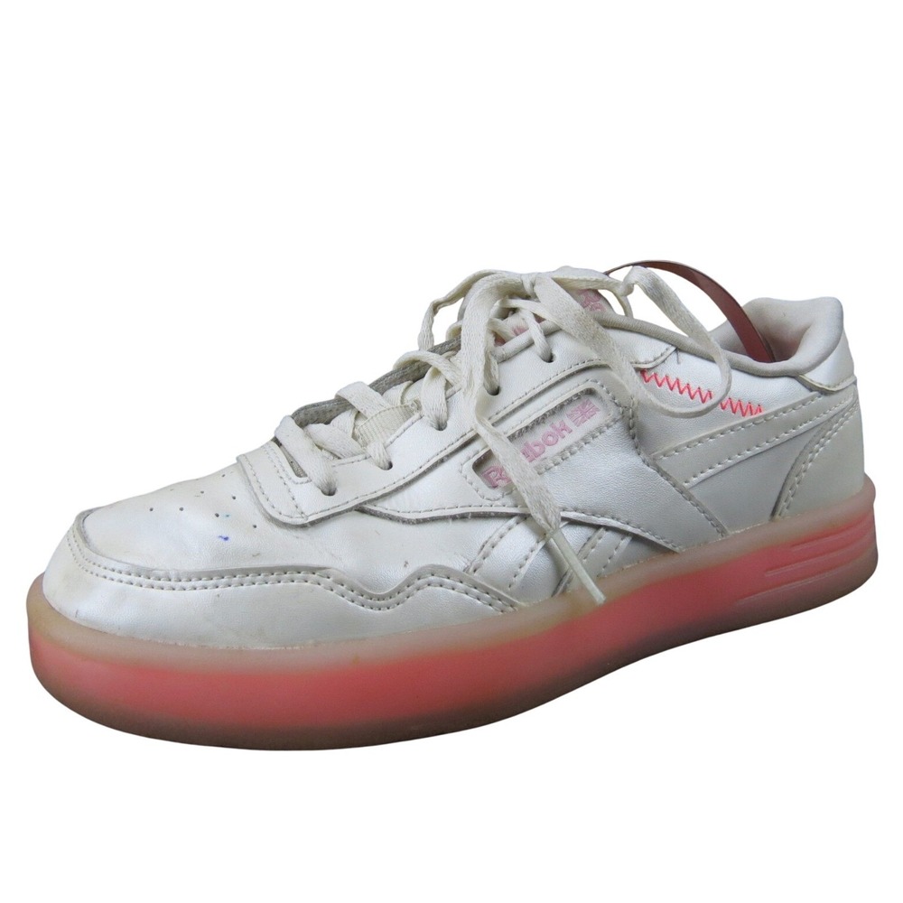 Reebok Club C 85 Women's 5.5 White Leather Sneakers Coral Sole Casual Comfort
